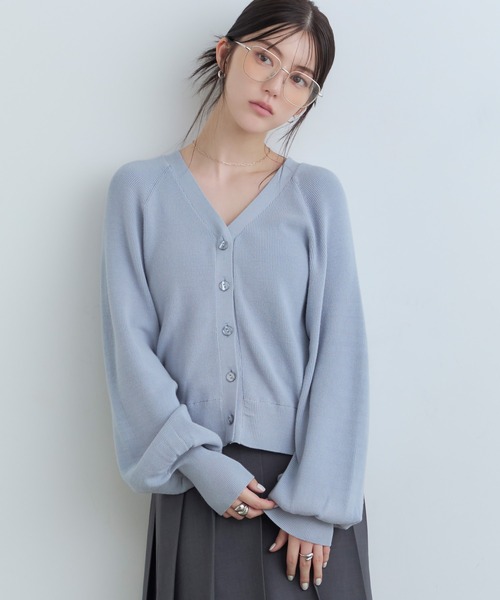 Tiny EDEN(タイニーエデン)の「【中野恵那 着用】ペプラムニットカーディガン(【2WAY】ペプラム取り外し可能)(ニット/セーター・レディース・ブルーグレー/ブラック・FREE)」の16枚目の写真