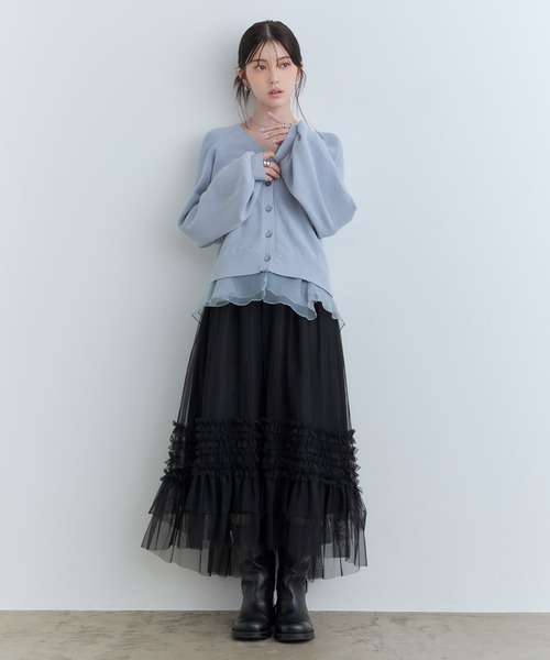 Tiny EDEN(タイニーエデン)の「【中野恵那 着用】ペプラムニットカーディガン(【2WAY】ペプラム取り外し可能)(ニット/セーター・レディース・ブルーグレー/ブラック・FREE)」の10枚目の写真