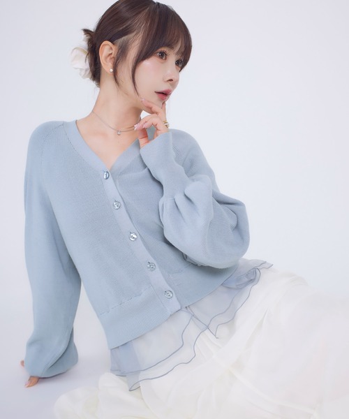Tiny EDEN(タイニーエデン)の「【中野恵那 着用】ペプラムニットカーディガン(【2WAY】ペプラム取り外し可能)(ニット/セーター・レディース・ブルーグレー/ブラック・FREE)」の5枚目の写真
