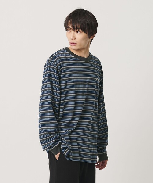 NICE WEATHER（ナイスウェザー）の「＜NICE WEATHER＞マルチボーダー ロングスリーブ Tシャツ（Tシャツ/カットソー・メンズ・ネイビー/ダークグレー・M/L/XS/S）」の4枚目の写真