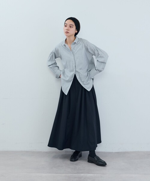 ADIEU TRISTESSE（アデュートリステス）の「ポリエステルウールタックスカート（スカート・レディース・ネイビー/ブラック系その他・38）」の15枚目の写真