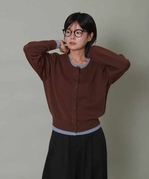 libelle more(リベル モア)の「レイヤード風配色ニットカーディガン(カーディガン/ボレロ・レディース・ブラック/ベージュ/杢グレー/ブラウン・M)」の19枚目の写真
