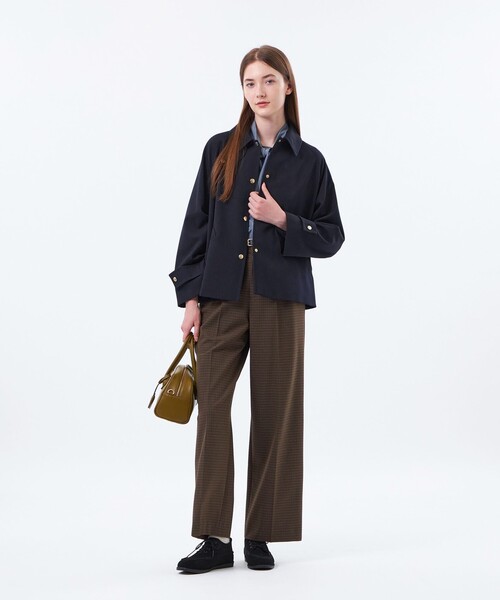 MACKINTOSH PHILOSOPHY(マッキントッシュ フィロソフィー)の「【WELBURY STUDS(ウェルベリースタッズ)】ウールギャバジン製(ステンカラーコート・レディース・ダークネイビー/ベージュ系その他・38)」の4枚目の写真