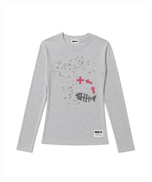 セミクロップド shop. fish 長袖Tシャツ [グレーメランジ]