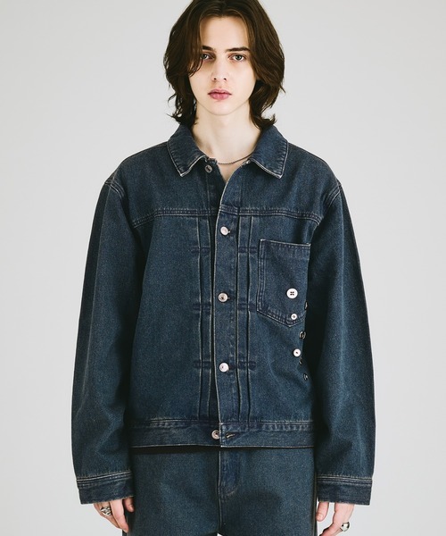 SELLE GLANT(セレグランテ)の「HEAVYWEIGHT BUTTON DESIGN DENIM JACKET / ヘビーウェイトボタンデザインデニムジャケット(デニムジャケット・メンズ・ダークグレー/ブラック/インディゴブルー・LARGE/MEDIUM/SMALL)」の3枚目の写真