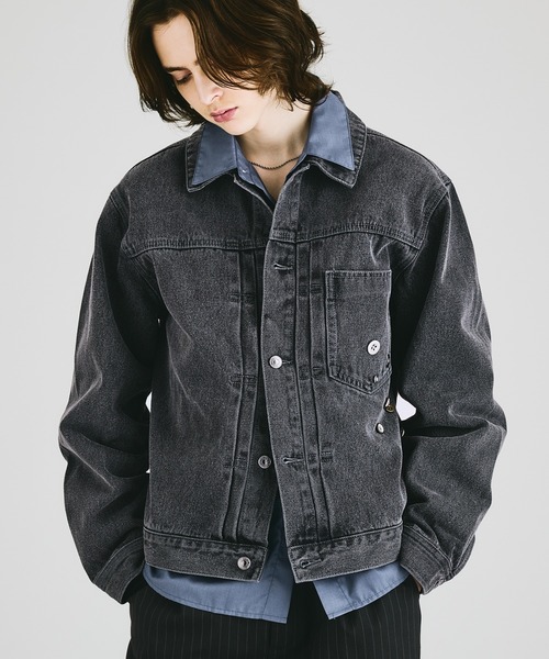 SELLE GLANT(セレグランテ)の「HEAVYWEIGHT BUTTON DESIGN DENIM JACKET / ヘビーウェイトボタンデザインデニムジャケット(デニムジャケット・メンズ・ダークグレー/ブラック/インディゴブルー・LARGE/MEDIUM/SMALL)」の2枚目の写真