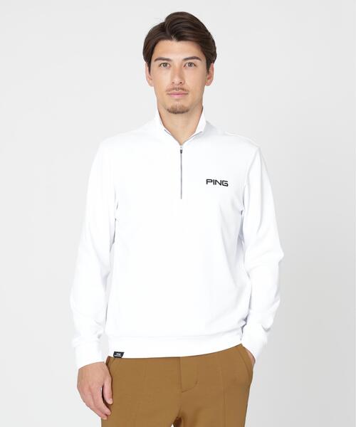 PING（ピン）の「【PING APPAREL】メッシュリバーニットハーフジップカットソー (MENS)（スウェット・メンズ・カーキ/ホワイト/ベージュ/ブラック・L/LL1/S/LL/M）」の2枚目の写真