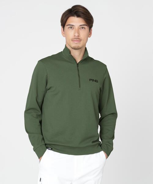 PING（ピン）の「【PING APPAREL】メッシュリバーニットハーフジップカットソー (MENS)（スウェット・メンズ・カーキ/ホワイト/ベージュ/ブラック・L/LL1/S/LL/M）」の4枚目の写真