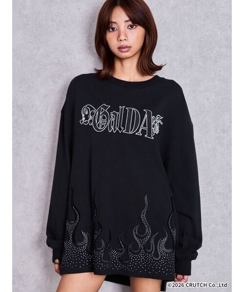 GALFY(ガルフィー)の「GYDA×GALFY bijou fire patternロンT(Tシャツ/カットソー・レディース・ブラック/オフホワイト・FREE)」の11枚目の写真