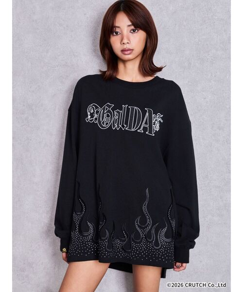 GALFY(ガルフィー)の「GYDA×GALFY bijou fire patternロンT(Tシャツ/カットソー・レディース・ブラック/オフホワイト・FREE)」の10枚目の写真