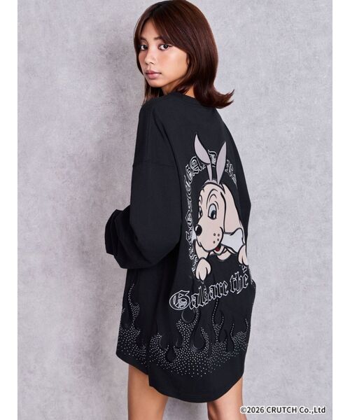 GALFY(ガルフィー)の「GYDA×GALFY bijou fire patternロンT(Tシャツ/カットソー・レディース・ブラック/オフホワイト・FREE)」の8枚目の写真