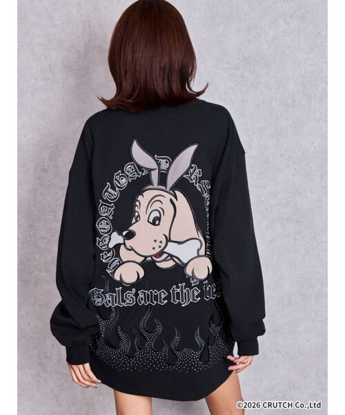 GALFY(ガルフィー)の「GYDA×GALFY bijou fire patternロンT(Tシャツ/カットソー・レディース・ブラック/オフホワイト・FREE)」の7枚目の写真