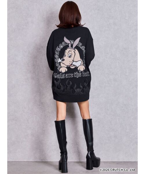 GALFY(ガルフィー)の「GYDA×GALFY bijou fire patternロンT(Tシャツ/カットソー・レディース・ブラック/オフホワイト・FREE)」の3枚目の写真
