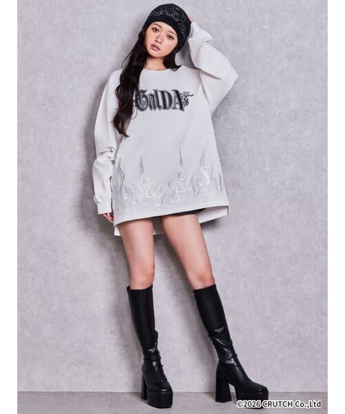 GALFY(ガルフィー)の「GYDA×GALFY bijou fire patternロンT(Tシャツ/カットソー・レディース・ブラック/オフホワイト・FREE)」の22枚目の写真