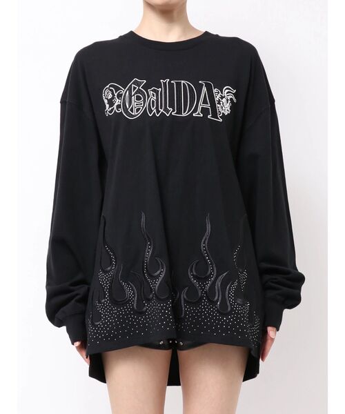 GALFY(ガルフィー)の「GYDA×GALFY bijou fire patternロンT(Tシャツ/カットソー・レディース・ブラック/オフホワイト・FREE)」の21枚目の写真