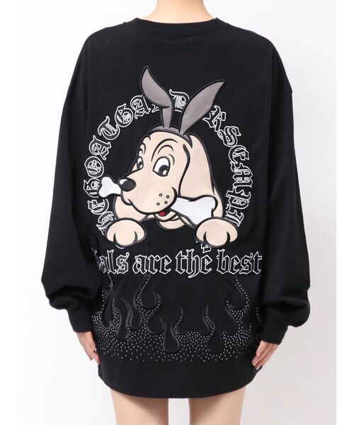 GALFY(ガルフィー)の「GYDA×GALFY bijou fire patternロンT(Tシャツ/カットソー・レディース・ブラック/オフホワイト・FREE)」の19枚目の写真