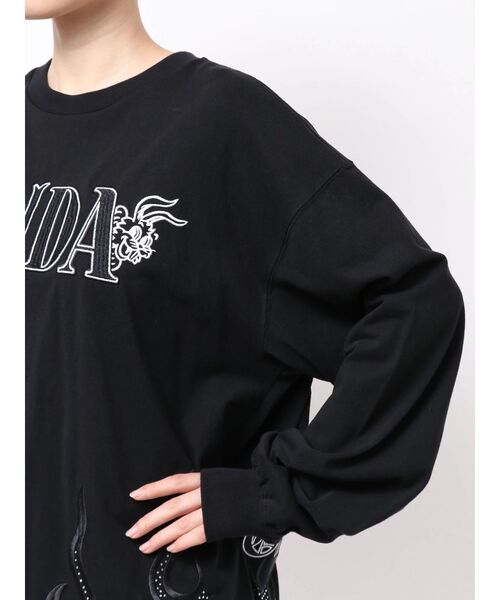 GALFY(ガルフィー)の「GYDA×GALFY bijou fire patternロンT(Tシャツ/カットソー・レディース・ブラック/オフホワイト・FREE)」の17枚目の写真