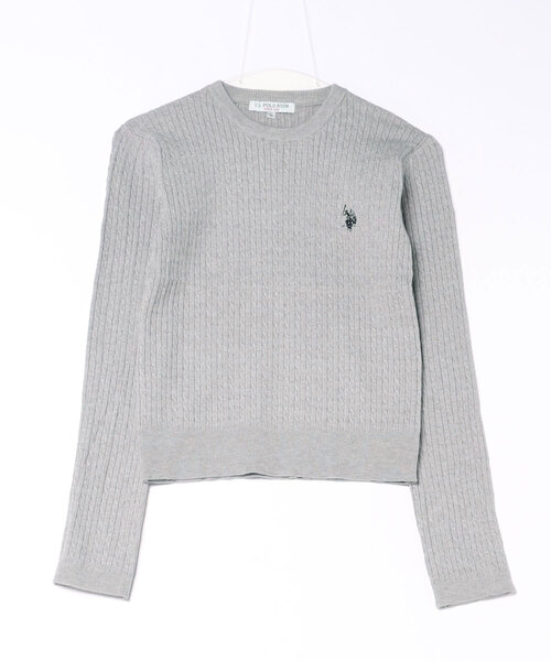 U.S. POLO ASSN.(ユーエスポロアッスン)の「【U.S. POLO ASSN./ユーエスポロアッスン】【程よくゆとりを持たせたリラックスシルエット】ケーブルニットプルオーバー 柔らかい 軽量 ハリ感 ケーブル編み 上品 レイヤード(ニット/セーター・レディース・ネイビー/杢グレー/アイボリー/ワイン・MEDIUM/LARGE)」の1枚目の写真