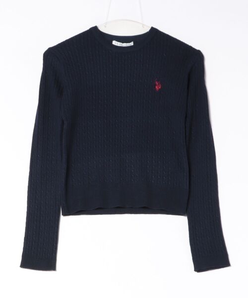 U.S. POLO ASSN.(ユーエスポロアッスン)の「【U.S. POLO ASSN./ユーエスポロアッスン】【程よくゆとりを持たせたリラックスシルエット】ケーブルニットプルオーバー 柔らかい 軽量 ハリ感 ケーブル編み 上品 レイヤード(ニット/セーター・レディース・ネイビー/杢グレー/アイボリー/ワイン・MEDIUM/LARGE)」の3枚目の写真