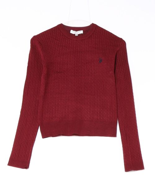 U.S. POLO ASSN.(ユーエスポロアッスン)の「【U.S. POLO ASSN./ユーエスポロアッスン】【程よくゆとりを持たせたリラックスシルエット】ケーブルニットプルオーバー 柔らかい 軽量 ハリ感 ケーブル編み 上品 レイヤード(ニット/セーター・レディース・ネイビー/杢グレー/アイボリー/ワイン・MEDIUM/LARGE)」の4枚目の写真