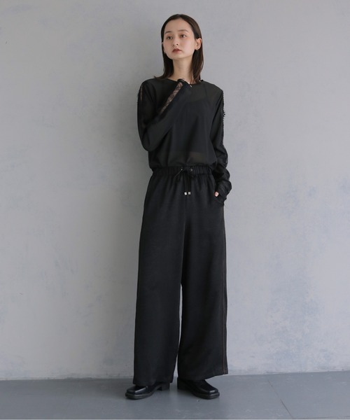 &g'aime(アンジェム)の「【&g'aime 】サテンラインパンツ Satin Side Stripe Pants(その他パンツ・レディース・ブラック/ベージュ/ブラウン・FREE)」の11枚目の写真