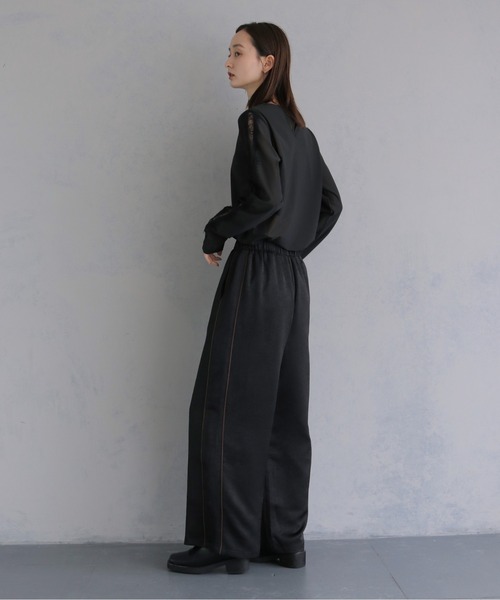 &g'aime(アンジェム)の「【&g'aime 】サテンラインパンツ Satin Side Stripe Pants(その他パンツ・レディース・ブラック/ベージュ/ブラウン・FREE)」の12枚目の写真