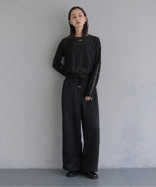 &g'aime(アンジェム)の「【&g'aime 】サテンラインパンツ Satin Side Stripe Pants(その他パンツ・レディース・ブラック/ベージュ/ブラウン・FREE)」の10枚目の写真