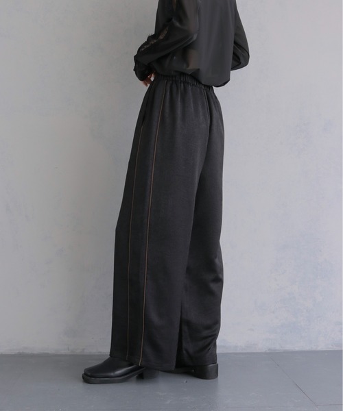 &g'aime(アンジェム)の「【&g'aime 】サテンラインパンツ Satin Side Stripe Pants(その他パンツ・レディース・ブラック/ベージュ/ブラウン・FREE)」の7枚目の写真