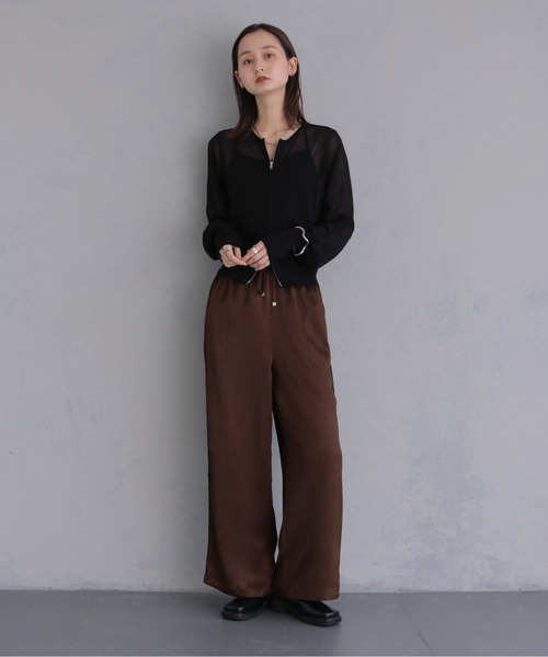 &g'aime(アンジェム)の「【&g'aime 】サテンラインパンツ Satin Side Stripe Pants(その他パンツ・レディース・ブラック/ベージュ/ブラウン・FREE)」の22枚目の写真