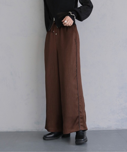 &g'aime(アンジェム)の「【&g'aime 】サテンラインパンツ Satin Side Stripe Pants(その他パンツ・レディース・ブラック/ベージュ/ブラウン・FREE)」の18枚目の写真