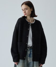 【VELNUS】Wool-Blend Short Crew Neck Cardigan/ウールミックスショートクルーネックカーディガン