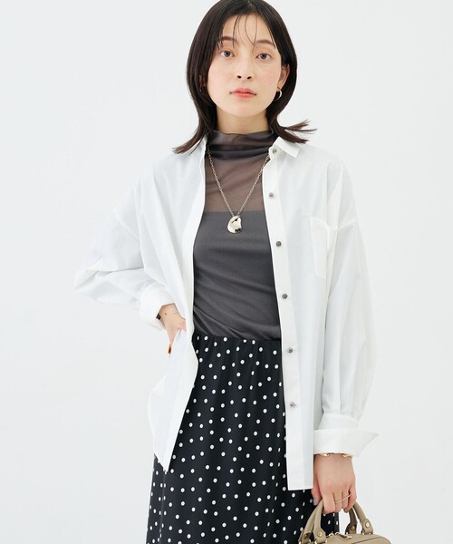 NOLLEY’S Sophi(ノーリーズソフィ)の「ウォッシャブルTCブロードオーバーシャツ(シャツ/ブラウス・レディース・イエロー/サックスブルー/ホワイト・36/38)」の1枚目の写真