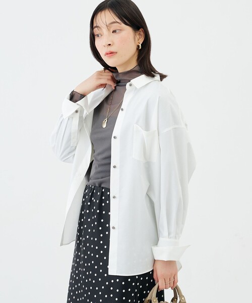 NOLLEY’S Sophi(ノーリーズソフィ)の「ウォッシャブルTCブロードオーバーシャツ(シャツ/ブラウス・レディース・イエロー/サックスブルー/ホワイト・36/38)」の10枚目の写真