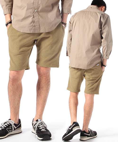 B:MING by BEAMS（ビーミングバイビームス）の「【Smart5月号掲載】RUSSEL ATHLETIC×ビーミング by ビームス / 別注 両面パイルショーツ（その他パンツ・メンズ・オフホワイト/グレー/キャメル/ネイビー・LARGE/SMALL/MEDIUM）」の4枚目の写真