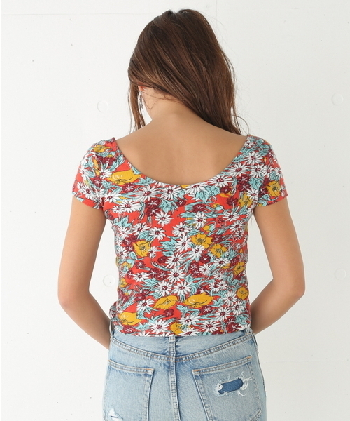 SLY（スライ）の「RETRO FLOWER TEREKO T/SH（Tシャツ/カットソー・レディース・ブルー/オレンジ・2/1）」の13枚目の写真