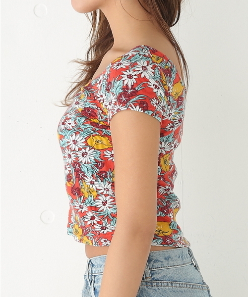 SLY（スライ）の「RETRO FLOWER TEREKO T/SH（Tシャツ/カットソー・レディース・ブルー/オレンジ・2/1）」の14枚目の写真