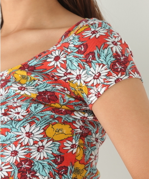 SLY（スライ）の「RETRO FLOWER TEREKO T/SH（Tシャツ/カットソー・レディース・ブルー/オレンジ・2/1）」の15枚目の写真