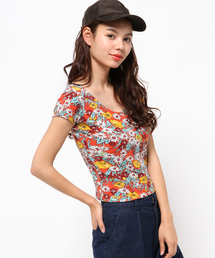 SLY | RETRO FLOWER TEREKO T/SH(Tシャツ/カットソー)