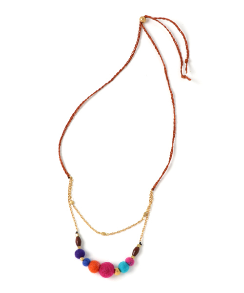 チャイハネ（チャイハネ）の「【チャイハネ】ぽんぽんフェルトロングネックレス（ネックレス・レディース・ブルー/ナチュラル/カラフル・FREE）」の9枚目の写真