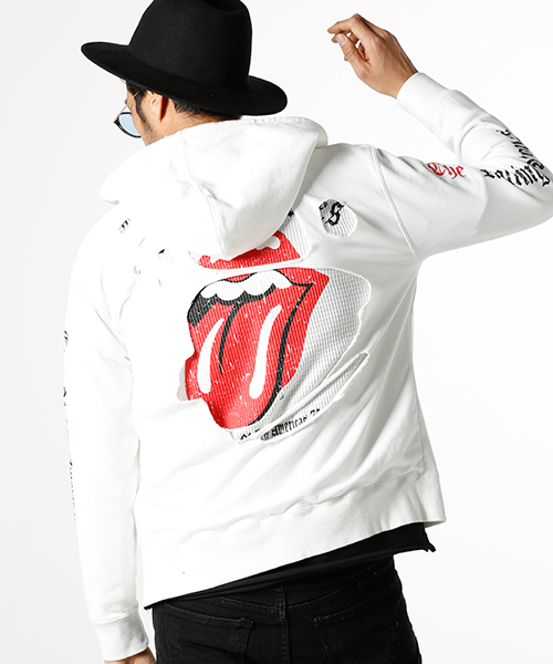JACKROSE（ジャックローズ）の「The Rolling Stones ハイダメージZIPパーカー（パーカー・メンズ・ホワイト/グレー/ブラック・L/XL/M）」の2枚目の写真