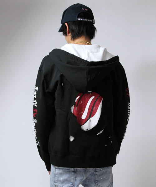 JACKROSE（ジャックローズ）の「The Rolling Stones ハイダメージZIPパーカー（パーカー・メンズ・ホワイト/グレー/ブラック・L/XL/M）」の3枚目の写真