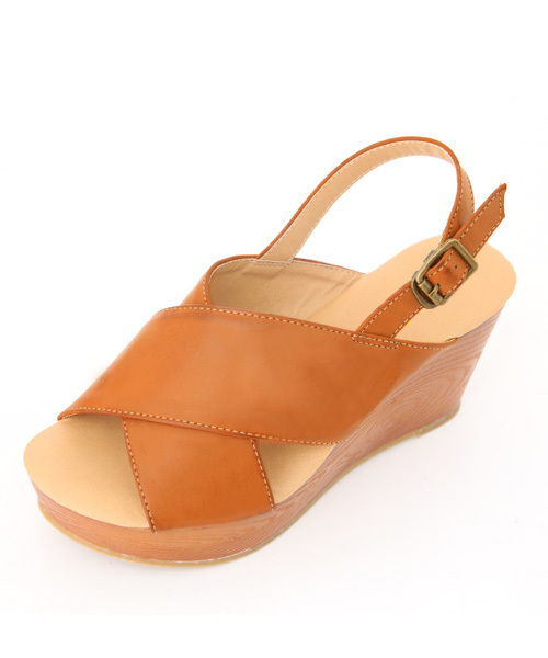 Luz Llena (glifeed） （ラズレナグリフィード）の「ウッド調ウェッジソールサンダル（サンダル・レディース・キャメル/ブラック/ダークブラウン・LARGE/X-LARGE/SMALL/MEDIUM）」の5枚目の写真