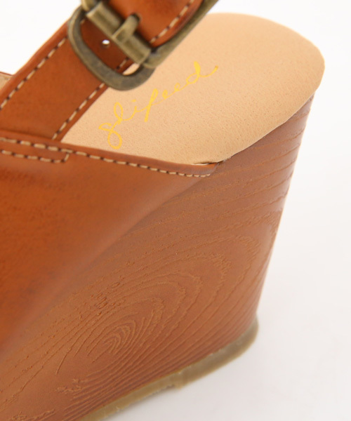 Luz Llena (glifeed） （ラズレナグリフィード）の「ウッド調ウェッジソールサンダル（サンダル・レディース・キャメル/ブラック/ダークブラウン・LARGE/X-LARGE/SMALL/MEDIUM）」の12枚目の写真