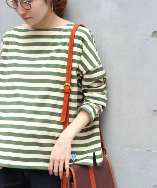 【美品】オーシバル　ORCIVAL　ボーダーカットソー　ベージュ×ブラウン 楽天市場】オーシバル ORCIVAL ボーダー（カラーブラウン