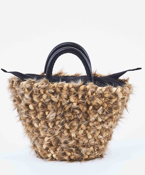 STUDIOUS（ステュディオス）の「【LAUGOA】フェイクファー編み込みメイズバッグ　Charme　0174-40001   （かごバッグ・レディース・ブラウン/グレー/ベージュ・FREE）」の4枚目の写真