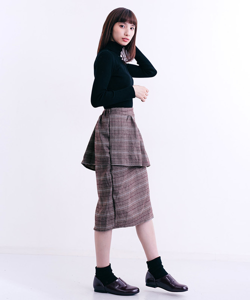 MERLOT（メルロー）の「チェック柄アシメフリルスカート1340（スカート・レディース・ブラウン/グレー・FREE）」の13枚目の写真