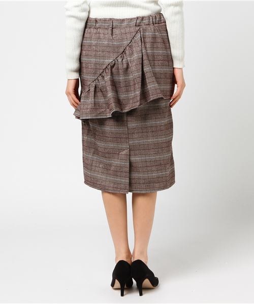 MERLOT（メルロー）の「チェック柄アシメフリルスカート1340（スカート・レディース・ブラウン/グレー・FREE）」の12枚目の写真