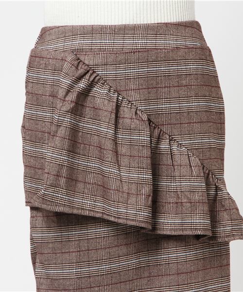 MERLOT（メルロー）の「チェック柄アシメフリルスカート1340（スカート・レディース・ブラウン/グレー・FREE）」の6枚目の写真