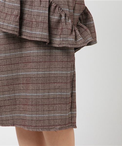 MERLOT（メルロー）の「チェック柄アシメフリルスカート1340（スカート・レディース・ブラウン/グレー・FREE）」の8枚目の写真