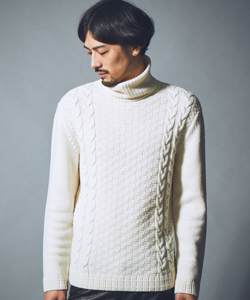 5351 POUR LES HOMMES（ゴーサンゴーイチプールオム）の「リンクスジャガードタートルネックニット（ニット/セーター・メンズ・ワインレッド/グレー/カーキ/ホワイト/ブラック・46/48/44）」の6枚目の写真